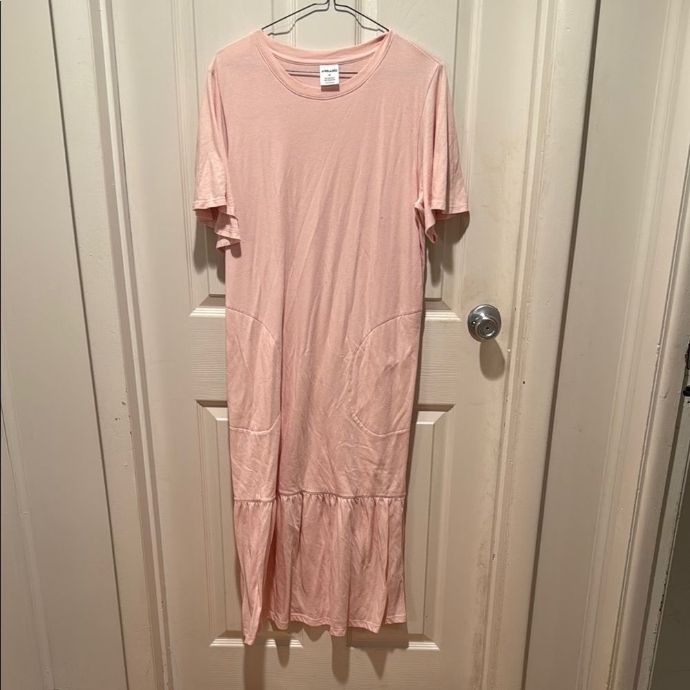 Pink Ruffled Tiered Midi Dress